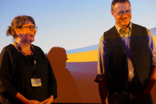 Moderatorin Anja Schmid, Norbert Lechner (Regie) (© Antje Bultmann)